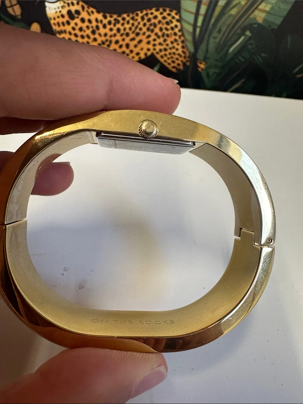 kate spade Gold Crystal Pavé Bangle Watch with White Mother of Pearl Dial